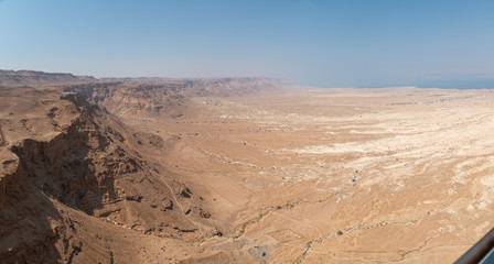 Fototapeta na wymiar Panoramic View of the Judean Desert From the Hill Top of Masada