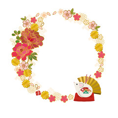 年賀状　2020　素材　和柄　ねずみ　子年