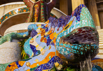 Obraz premium Mosaic tile salamander Barcelona.