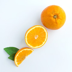fresh orange isolated on white in top view