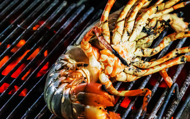 Lobster cooking grill Food Background