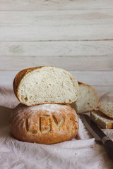 Homemade cake. Bread with pattern.