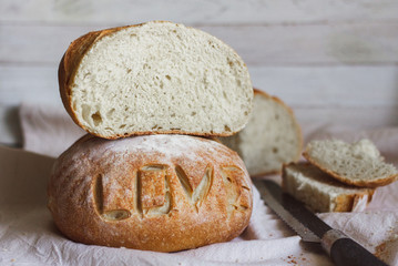 Homemade cake. Bread with pattern.