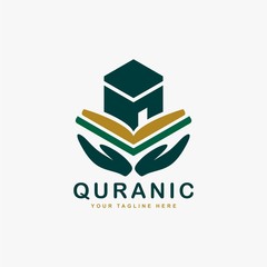 Fototapeta na wymiar Quran logo design vector. Text of islam illustration symbol. Arabic ornament vector icon.