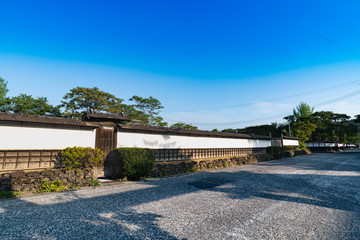 みやぎの明治村登米町の街中武家屋敷通り風景塀