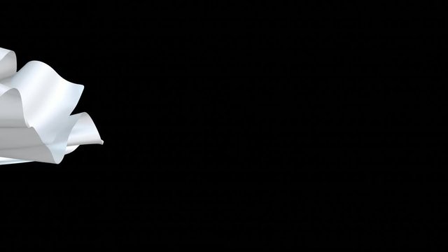 3d render of tearing off the screen a white fabric with luma matte as an alpha channel for a festive appearance. 4k