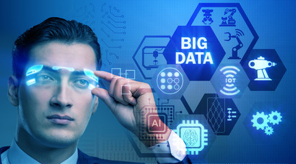 Big data modern computing concept with businessman