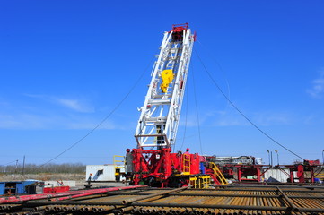 Oil field oil workers at work