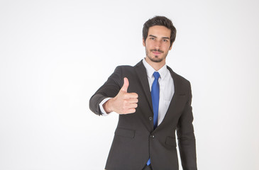 The new generation of business people thumbs up successful and professional