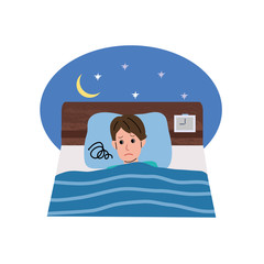 ベッドで眠る男性　イラスト