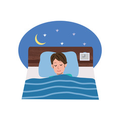ベッドで眠る男性　イラスト
