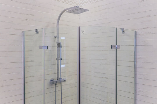 Detail Of A Modern Glass Shower Cabin.