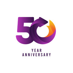 50 Years Anniversary Gradient Purple Vector Template Design Illustration