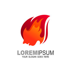 Fire girl Logo. Head Fire Logo Design Template Inspiration, 3d icon template