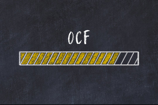 Chalk drawing of loading progress bar with inscription ocf