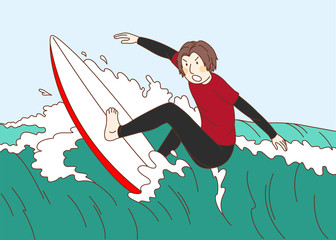 サーフィンをする男性