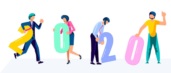 Banner with People hold 2020