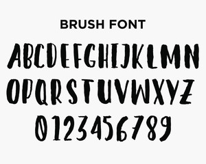 Set of brush font and number