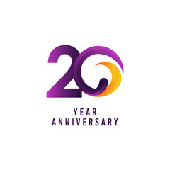 20 Years Anniversary Purple Vector Template Design Illustration