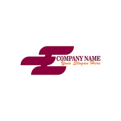 elegant abstract logo letter e formed from a 3-dimensional rectangle