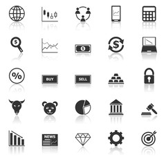 Forex icons with reflect on white background