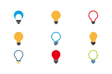 light bulb lamp logo icon vector set