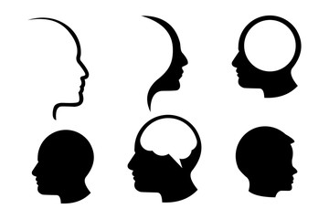 silhouette human head logo icon vector set