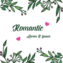 Fototapeta na wymiar Pattern colorful wreath frame and green leaves, for banner element of romantic. Vector