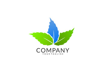 nature leaf logo, eco green illustration