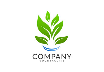 leaf nature logo, eco green plant illustration