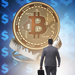 Businessman falling into the trap of bitcoin cryptocurrency