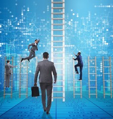 Competition concept with businessman beating competitors