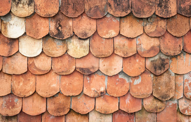 Old earthenware roof tiles texture background