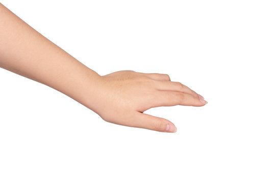 Young Woman Hand Isolated On White Background.