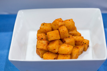 Diced Radish Kimchi . sliced radish kimchi