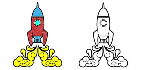 rocket design vector with texture. black and white colors