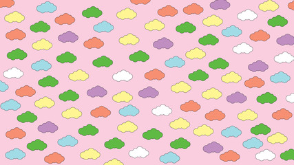 Abstract kawaii pattern with Clouds background. Soft gradient pastel Comic graphic. Concept for wedding card design or presentation