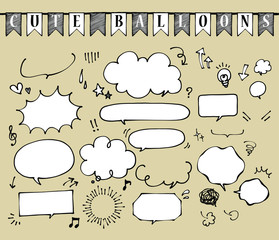 マーカー手描き風吹き出しセット（白）