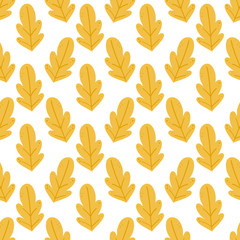 Cartoon hand drawn leaves seamless pattern background.  Design for fabric, wrapping, textile, wallpaper, apparel.