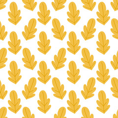 Cartoon hand drawn leaves seamless pattern background.  Design for fabric, wrapping, textile, wallpaper, apparel.