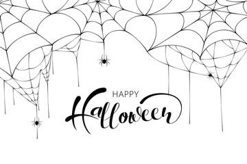 Happy Halloween sale banners or party invitation background.Vector illustration .calligraphy of "halloween"