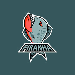 piranha sports mascot logo. angry piranha fish mascot