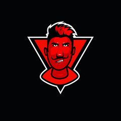 red man mascot logo. angry man illustration