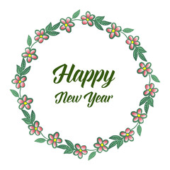 Pattern ornament of leaf floral frame for card celebration happy new year. Vector