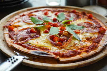 Pizza Close up Tomato Meal