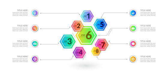 Fototapeta na wymiar Colorful infographic elements, multiple process chart