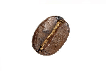 Close up of a coffee bean, Roasted coffee beans white background