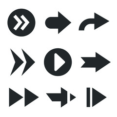 Black arrows icons isolated ob white. Web design ready. Vector illustration ESP10