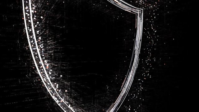 4k Shield protection security data encryption logo tag cloud,binary computer code.The Matrix binary text design animation,changing from zero to one digits,abstract tech background.