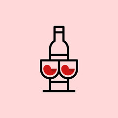 Bottle Wine Menu Bar Icon Modern Logo Design Template Element Vector Illustration